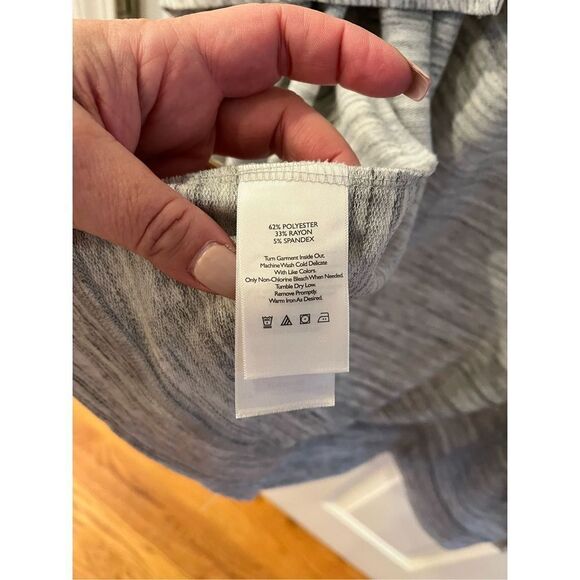 Eddie Bauer Gray Space Dye Open Front Waterfall Jersey Cardigan sz M NWOT - Picture 6 of 7